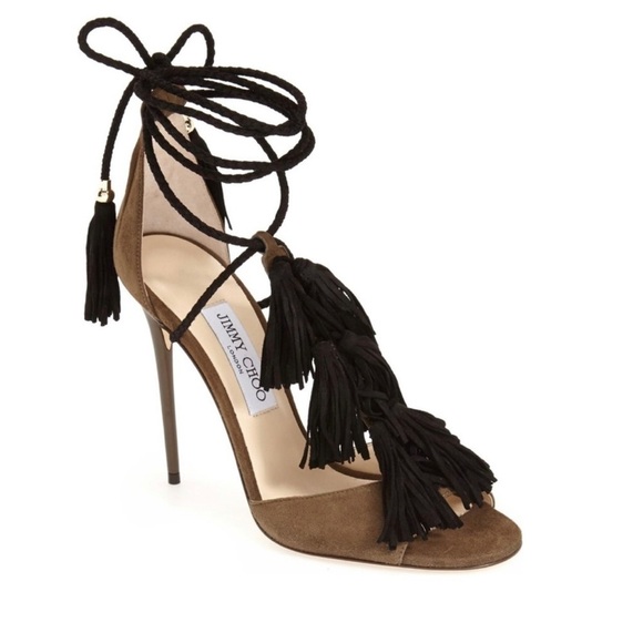 Jimmy Choo Mindy Suede Tassel Stiletto Sandal
